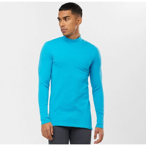 Salomon Essential Warm Top Base Layer Mock Neck Long Sleeve Blue Size XL NEW